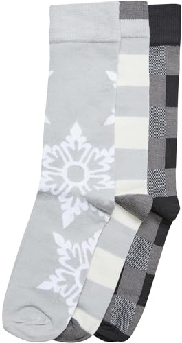 Urban Classics Unisex Socken Christmas Snowflakes Socks 3-Pack lightasphalt 43-46
