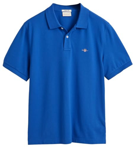 GANT Herren REG Shield SS Pique Polo Polohemd, Lapis Blue, XL