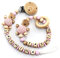 2er Set personalisierte Kette mit Namen Wunschnamen Holz Name | Handmade Babygeschenk zur Geburt für neugeborene (Rosa Teddy Set)