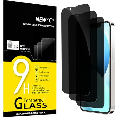 NEW'C Lot de 3, Verre Trempé Anti-Espion pour iPhone 13 Mini (5,4 Pouces), Angle de Confidentialité 35 Degrés Équilibré avec Protection des Yeux, Dureté Ultra-Résistante 9H, Sans Bulles