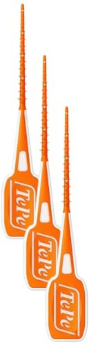 TEPE EasyPick - Stick interdentali + 1 contenitore tascabile, per igiene orale, misura XS/S, arancione, 36 pz x confezione (Confezione da 3)