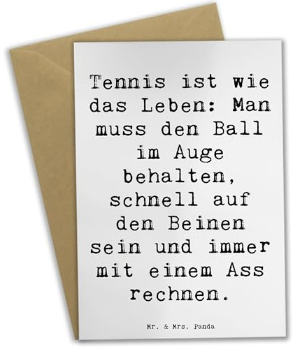 Mr. & Mrs. Panda Glückwunschkarte Spruch Tennis Lebensweisheit - Geschenk, Sportler, Tennisspiel, Sportarten, Ball, weihnachtskarten, Teamsport, osterkarten, einladungskarten, glückwunschkarten