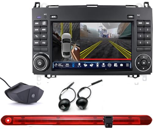 7 Zoll Auto Carplay/Android GPS Radio Navi Navigation + 360° Vogelperspektive 3D Panorama Einparkhilfekamera Bremslichtkamera für Mercedes Benz V-Klasse W447 V200 V220 V250 V260 109 111 114 116 119