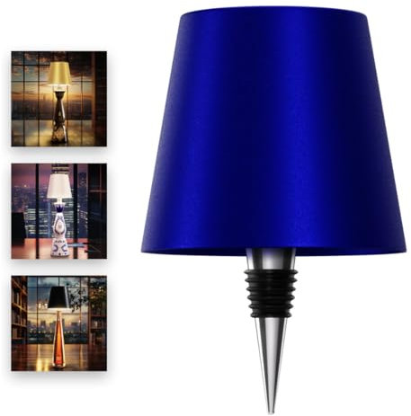 PRIDOLA Lampada per bottiglia senza fili per qualsiasi tipo di bottiglia, lampada a LED per interni ed esterni, 100% impermeabile, luce calda 3000 K, wireless e ricaricabile, design unico e bello (blu