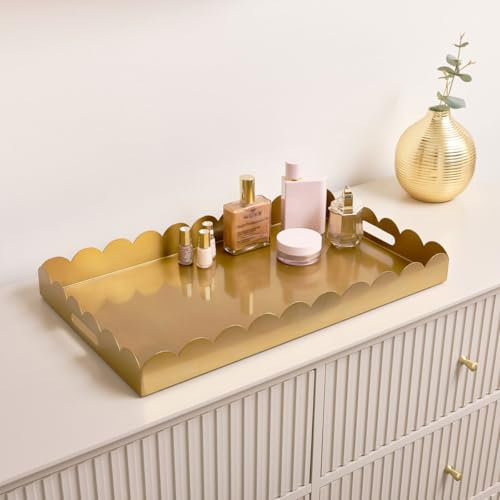 Melody Maison Large Gold Rectangle Scalloped Tray