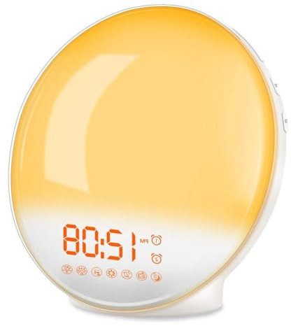Simulierte Sonnenaufgang Wake-up Licht LED Elektronischer Alarm Kinder Nachttischuhr Lampe Hilfe Atmosphäre A1D0 Broadcast Musi Lampe Schlaf