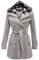 EFOFEI Damen Mantel Slim Zweireiher Trenchcoat Winter Jack Mit Kapuze Trenchcoat Hellgrau L