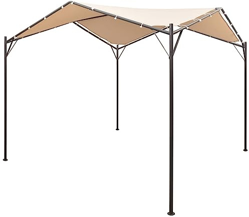 Furniture select-Gazebo Pavillon Auvent 3 x 3 m Acier Beige