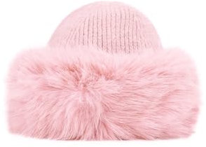 QUEEN HELENA Cappello Invernale con Pelo Berretto con Pelliccia Morbido Donna CP07 (IT, Testo, Taglia Unica, Rosa)