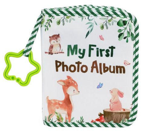 Mein erstes Fotoalbum für Babys – Mein erstes Familienalbum für Babys | Mein erstes Familienfotoalbum für Babys | Baby-Stoffalbum | Reh-Eule-Familienbilder-Einstecktuch für Baby-Fotobücher