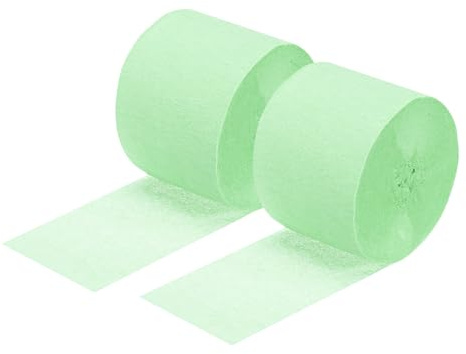 sourcing map Crepe Paper Streamer Crepe Paper Decoration 82ft Long 1.8 Inch Wide for Birthday Party Wedding Thanksgiving Christmas Decorations DIY, Light Grass Green Pack of 2