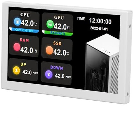 Hyuduo Mini Schermo USB IPS HD 5 Pollici per il Monitoraggio Dati e Temperatura del PC, Connessione Facile, Impostazioni Personalizzabili (BLACK)