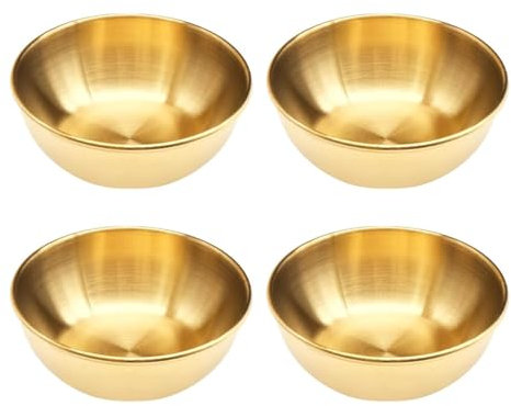 DXPETA 4 Pcs Gold Stainless Steel Dip Bowls, 3.2 Inch, Contemporary Style, Round Shape, Dishwasher Safe
