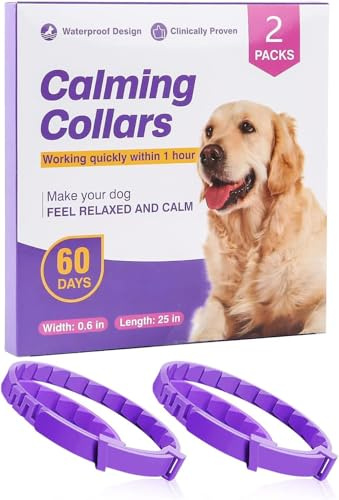 GIUSOBG 2 Pièces Collier Calmant pour Chien Collier Apaisant 63 x 1.5CM | Collier Chiot Collier pour Chien Phéromones Apaisantes pour Chiens Sûret Ét anche Calme et Apaise Les Nerfs (chien)