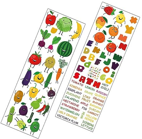 KITANDOVE 1satz Wandaufkleber Mit Cartoon Obst Und Gemüse Dekorative Buchstaben Für Kinderzimmer Kindergarten Und Wohnzimmer Selbstklebende Wanddekoration Aus Lehrreiche Raumgestaltung