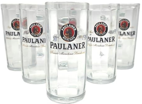 Generisch 6x Paulaner Bierkrug 0,3L | Original Glaskrug mit Logo | Bierglas Krug, Humpen, Seidel für Oktoberfest, Bierliebhaber, Sammler & Gastronomie – Traditioneller Biergenuss aus Bayern