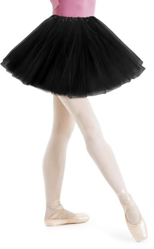 AYBUY Damen Tutu Klassisch Rock, Elastisch 3 Lagig Tüll Tüllrock, Ballett Tüllrock, Petticoat Unterrock Rock für Fasching Karneval Motto Party Ballett Tanzen Fancy Dress Halloween Kostüm (Schwarz)