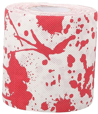 FRCOLOR 1Rolle Halloween Toilettenpapierrolle Mit Blutigen Flecken Rotes Farbiges Toilettenpapier Für Badezimmer Dekoration Halloween Partys Und Spukhäuser