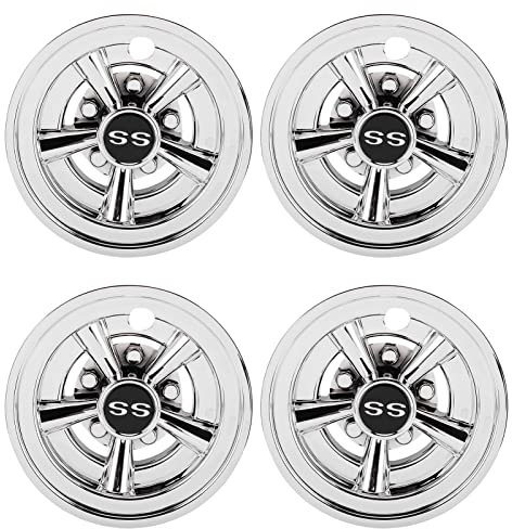 Dyocoag Club Car Wheel Hub Caps Silber plattiert 5 Spoke SS Style Chrom Finish Ersatz Esggo 8in