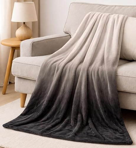 Betz Kuscheldecke Fleecedecke Flauschig Decke - Wohndecke Warm Weich, Sofadecke, Decke Couch Blanket, Sofaüberwurf XL Größe 150x200cm Farbe grau ombré Modena