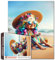 Buntes Oma am Strand, Puzzle für Erwachsene, 1000 Teile, Musik hören, Puzzle, skurrile Cartoon-Kunst, entspannend, niedliche alte Frau, Puzzle, lustiges Gehirnspiel, Geschenk für Frauen, Familie