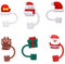 Lot de 6 couvercles de paille de Noël en silicone anti-poussière pour gobelets, tasses, pailles, décorations de dessin animé
