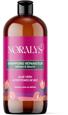 Pflegendes Shampoo mit Aloe Vera, Weizenprotein, Phytokeratin, Rizinusöl – trockenes oder geschädigtes Haar – reinigt, repariert und schützt – ohne Sulfate, Parabene, Silikon – Vegan Noralys