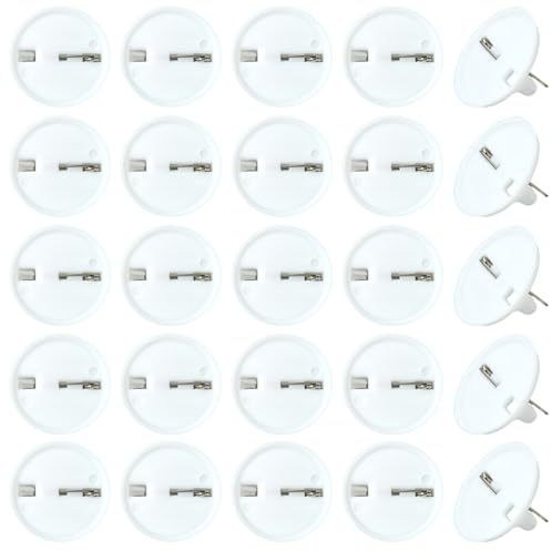 SUNNYCLUE 80 Base de Broche Vierge de 1 85cm en Plastique Blanc pour Badge Bouton Corsage Épingles Plateaux Cabochons pour la Fabrication de Bijoux Accessoires de Décoration