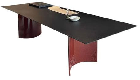 ZENGXJYCQINGJIANG Gaming Desk Modern Luxury Office Desk Writing Table with Red Curved Metal Frame, Spacious Rectangular Dining Conference(S)