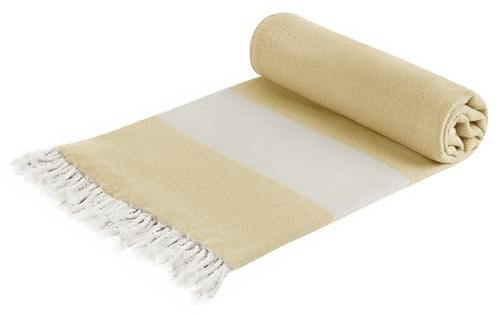 Edel Living hamamtuch Strandtuch aus 100% Baumwolle Kompakt & Leicht - Ultra saugfähig und schnell trocknend - Ideal als, handtücher, duschtücher, Saunatuch, Badetuch 100 x 200 cm (Gelb)