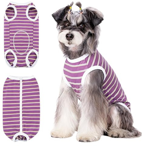 GVSS Combinaison de Convalescence Taille L Violet pour Body Chien Post Operatoire Femelle,Vêtement Médical Réglable pour Mâle et Femelle Après Stérilisation