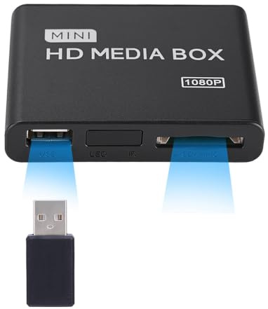 Yinhing Lecteur Multimédia Full HD Forte compatibilité Prend en Charge Le Décodage 1080P Disque Dur Mobile 13 USB avec Plusieurs Interfaces de Sortie Vidéo pour Les Films (Prise UE (220-240 V))