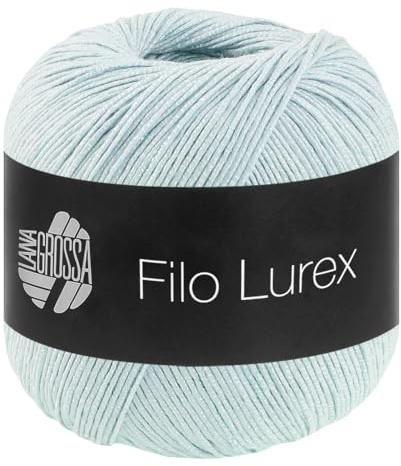 LANA GROSSA Filo Lurex | Edles, fest verzwirntes Baumwollgarn mit dezentem Lurexschimmer | Handstrickgarn aus 94% Baumwolle und 6% Polyester | 50g Wolle, Stricken & Häkeln | 145m FB 9