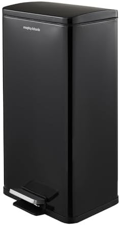 Morphy Richards Kitchen Bin 30L, Pedal Rubbish Bin with Soft Close Lid, Slim Waste Bin, Removable Inner Bucket, Space-Saving Design, Equip Collection, Design for Home & Kitchen, Black, 880001