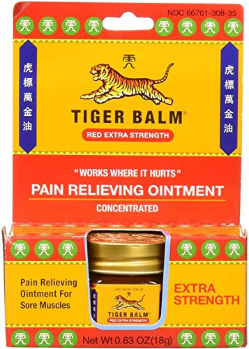 Tiger Balm Pain Relieving Red Extra Strength, 18g – Relief for Sore Muscles – Extra Strength Sports Rub – Tiger Balm Extra Strength – Tiger Balm Ointment