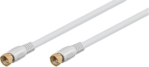 goobay SAT-Anschlusskabel, 3,5 m, 80 dB, vergoldet, 2-fach geschirmt, Antennenkabel, Koaxialkabel, F-Stecker auf F-Stecker, weiß - 67292