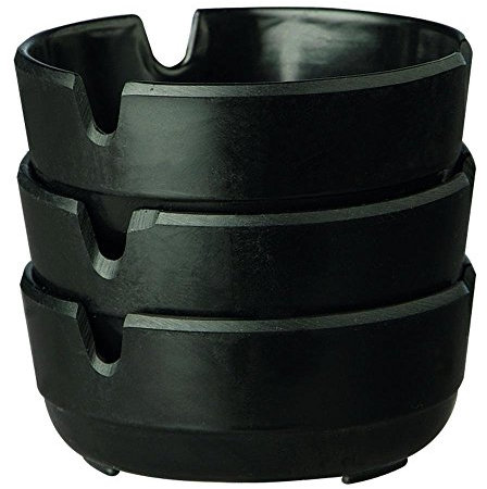 APS 576 Lot de 3 cendriers en mélamine noire Ø 8 x 3 cm