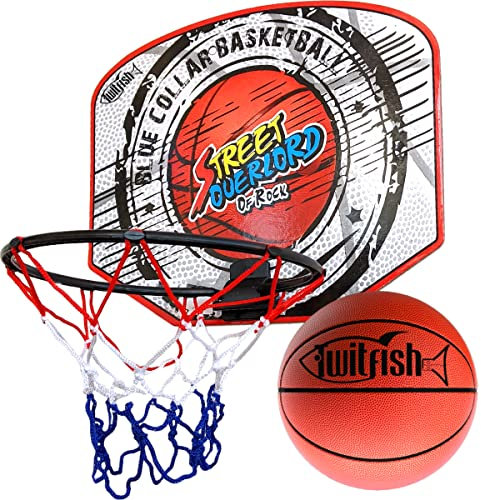 Twitfish Mini Basketball Hoop Set – Novelty Fun Toy Game for Office Desktop Home, MINI Board, Ball & Pump Set for all Basketball Fans