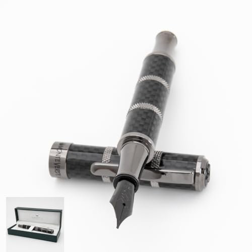 Monteverde USA Regatta Sport Full Carbon Fountain Pen in Black - Fine Nib, Carbon Fiber and Gunmetal Pen, Refillable with Converter, Premium Gift