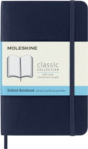 Moleskine - Cahier Classique en Papier à Pois - Journal à Fermeture Souple et à Fermeture Élastique, Bleu Saphir - Format Pocket 9 x 14 A6 - 192 Pages