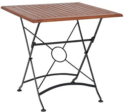 greemotion Outdoor-Klapptisch Borkum, 75 x 75 cm - Design-Gartentisch im Landhaus-Stil - Tisch klappbar aus Holz- & Stahl-Kombination - Holztisch geeignet für Garten, Terrasse & Balkon