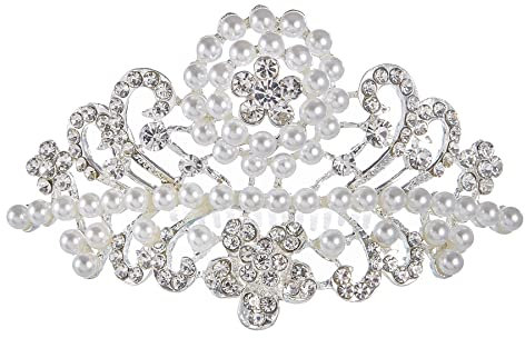 ROFIFY Audrey Hepburn Audrey Hepburn Haarschmuck mit Perlen und Kristallen, versilbert, inspiriert von Breakfast at T's, Strass