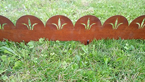 Rasenkante Metall Corten vorgerostet Länge:1,5m- Stärke:2mm- Höhe:12,5cm Nr.05 (1 Stück Rasenkante)