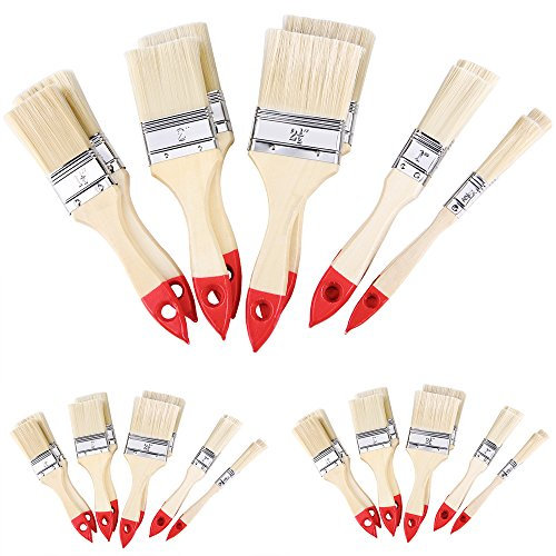 Set de 30 pinceaux nature/rouge professionnels 5 tailles différentes peinture maison travaux divers intérieur extérieur