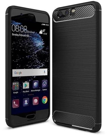 CoolGadget Premium Carbon Handyhülle TPU für Huawei P10, stoßfest, Kratzfest, rutschfest, Anti-Fingerprint, schwarz