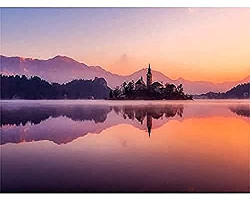 Kunstdruck auf Leinwand, Motiv Lake Bled Island Slowenien