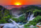 ForWall - Vlies Fototapete Wald Wasserfall Sonnenuntergang Natur Landschaft 368x254 cm - Fototapeten - Tapeten - für Wohnzimmer Schlafzimmer - Vliestapete Wandtapete Tapete 3D Effekt- inkl. Kleister