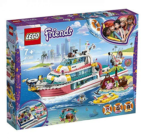 LEGO Friends Rescue Mission Boat 41381 Boat Building Kit with Mini Dolls and Toy Sea Creatures includes Narwhal Figure, Treasure Chest and more for Creative Play (908 Pieces)