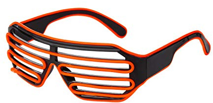 Ultra Red Adults EL Wire Glasses Light Up Neon Shutter Luminous Party Eyeglasses For Concerts Clubs Bar Dj Raves Christmas Halloween Sci Fi Festivals & Disco Slotted Glow Illuminated Frames Unisex…