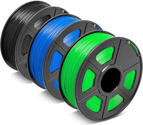 SUNLU ABS Filament 1.75 mm 3D Drucker Filament, Hohe Haltbarkeit/Hitzebeständig/Ausgezeichnete Zähigkeit, Kompatibel mit 99% FDM 3D Druckern, Insgesamt 2.7KG, 0.9kg/Spule, Schwarz+blau+grün